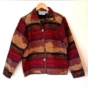 KEREN hart Western Horse Sunset Tapestry Jacket | Size XL | Great Condition